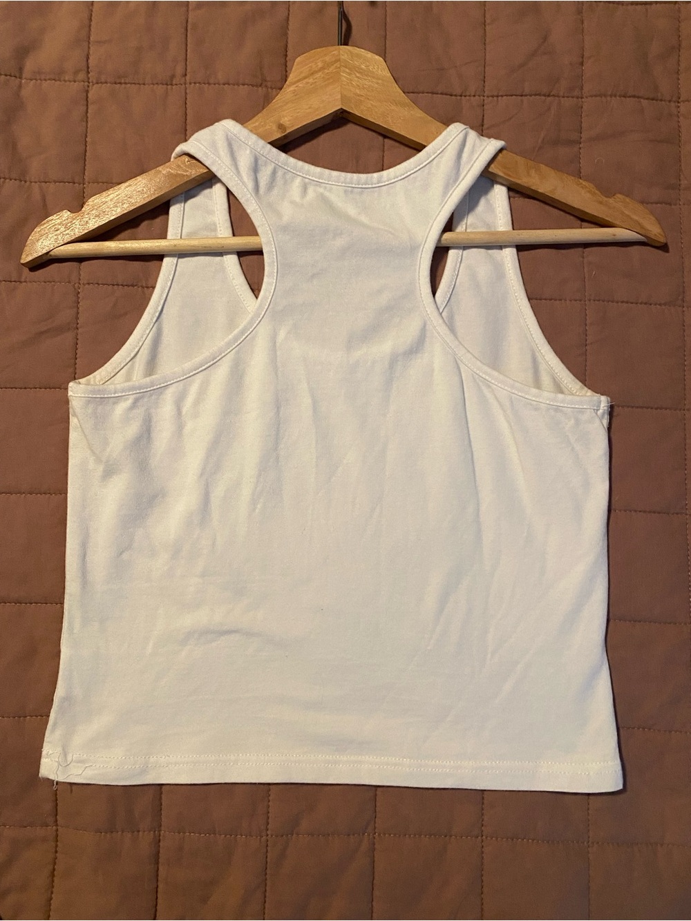 Classic White Racerback Cropped Tank Top - Size Large - Picture 4 of 6
